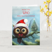 Nephew Christmas Holiday with Cute Owl カード (黄色い花)