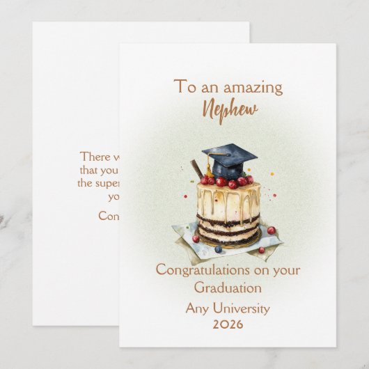 Nephew Graduation Cap and Cake Congratulations (正面/裏面)