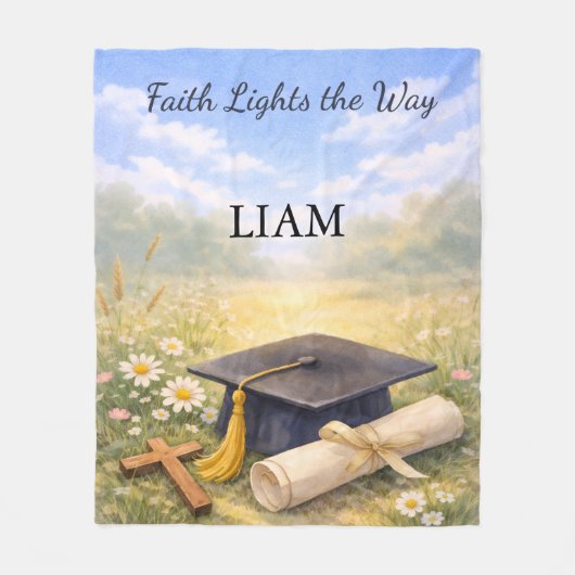 Nephew Graduation Personalized Christian Gift フリースブランケット (正面)