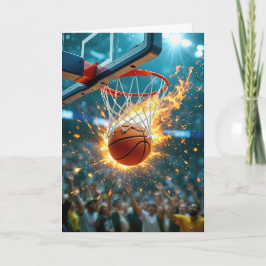 Nephew's Birthday Flaming Basketball In the Net カード (正面)