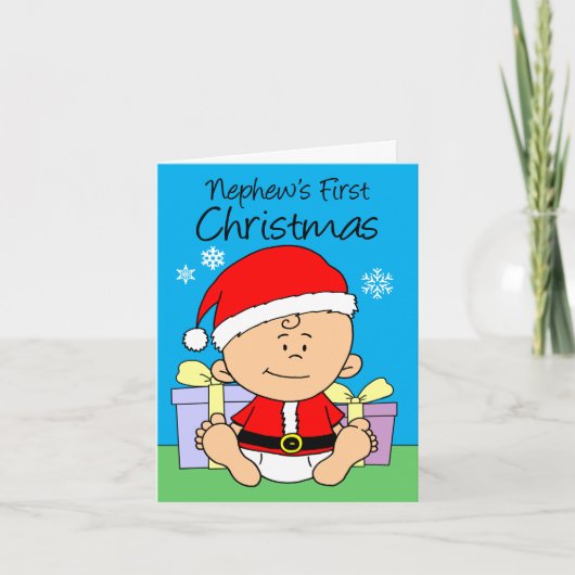 Nephew's First Christmas Cute Little Santa シーズンカード (正面)