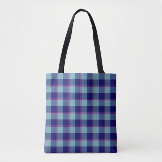 Neptune and Gulf Blue Plaid トートバッグ (正面)