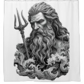 Neptune God - Black Marble Art シャワーカーテン (正面)