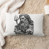 Neptune God - Black Marble Art ランバークッション (ブランケット)