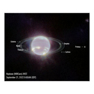 Neptune NIRCamラベル付きフォトジェームスWebb望遠鏡 ポスター