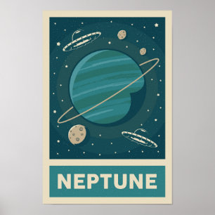 Neptune Retro Galaxy UFO Poster ポスター