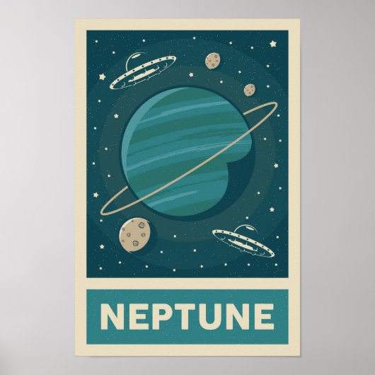 Neptune Retro Galaxy UFO Poster ポスター (正面)