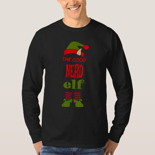 NERD Elf Good Christmas Matching Pajama Party Tシャツ (正面)