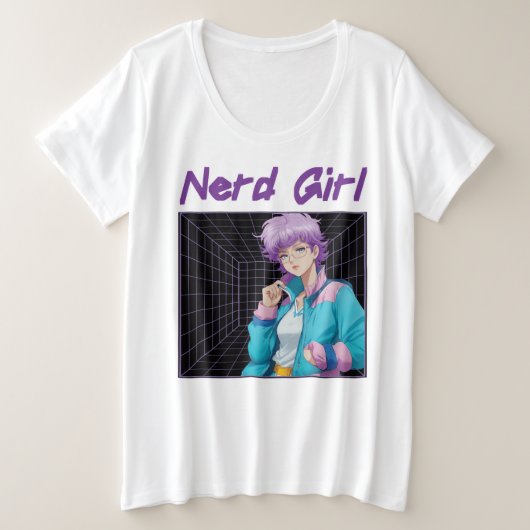 Nerd Girl  プラスサイズTシャツ (デザイン正面)