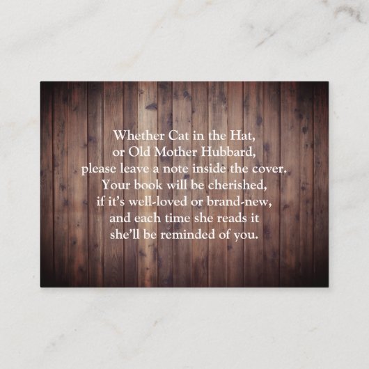 NerdyキツネBring a Book Baby 素朴 Shower Insert エンクロージャーカード (裏面)