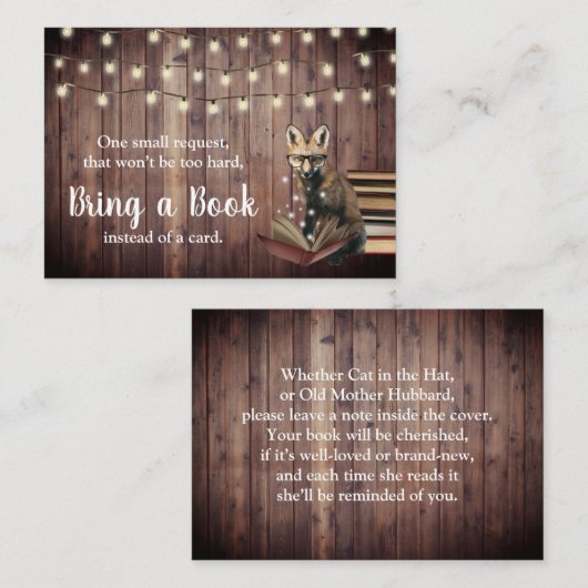 NerdyキツネBring a Book Baby 素朴 Shower Insert エンクロージャーカード (正面/裏面)