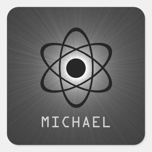 Nerdy Atomicカスタマイズ可能なステッカー、グレー スクエアシール (正面)