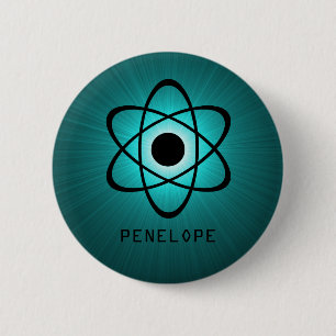 Nerdy Atomicボタン、ティール（緑がかった色） 缶バッジ