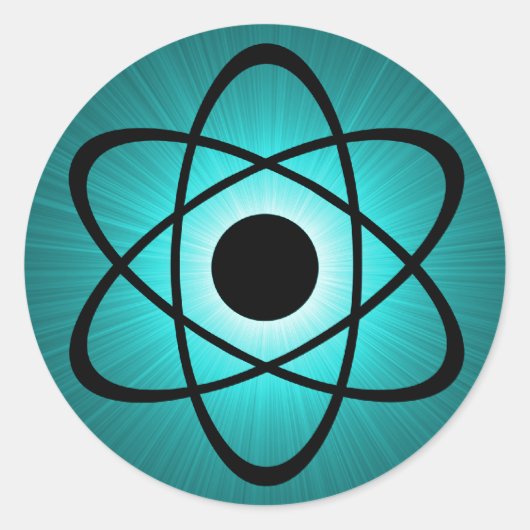 Nerdy Atomic Stickers、ティール（緑がかった色） ラウンドシール (正面)