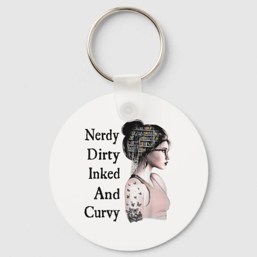 Nerdy Dirty Inked &;曲線の愛読者の入れ墨 キーホルダー (正面)