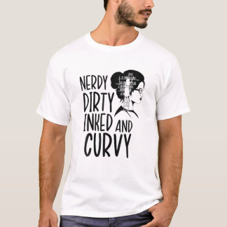Nerdy Dirty Inked Curvy Book Reader Reading Tattoo Tシャツ