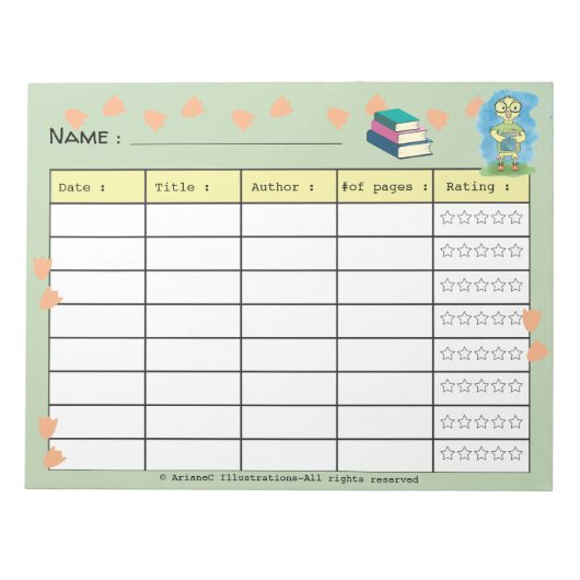 Nerdy Ducking Kid春ブックログ評価付き ノートパッド (正面)