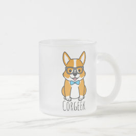 Nerdy Hipster Corgi with Glasses and Bowtie フロストグラスマグカップ