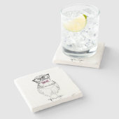 Nerdy Owlet Ink drawing ストーンコースター (横)