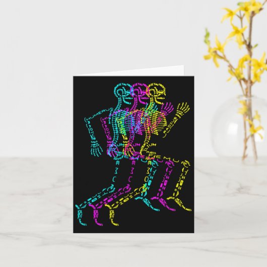 Nerdy Skeleton Bones Labeled Funny Halloween Human カード (黄色い花)