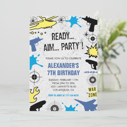 Nerf誕生日招待状ダーツ戦争狩り子供 招待状 (スタンド正面)