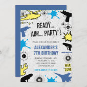 Nerf誕生日招待状ダーツ戦争狩り子供 招待状 (正面/裏面)