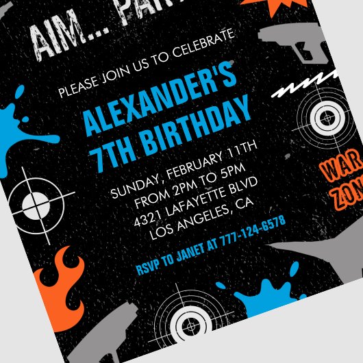 Nerf誕生日招待状トップ銃の水ダーツ戦争 招待状