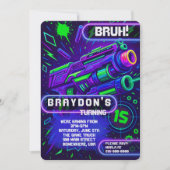 Nerf Gun Laser Tag GAMING Birthday Party 招待状 (正面)