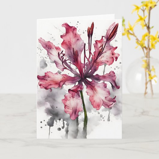 Nerine - Watercolor flowers カード (黄色い花)