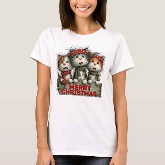 Nerry Christmas Cats Tシャツ (正面)