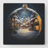 Nested Christmas Ornament Village Clock スクエア壁時計 (正面)