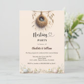 Nesting party bird nest spring eggs baby shower 招待状 (スタンド正面)