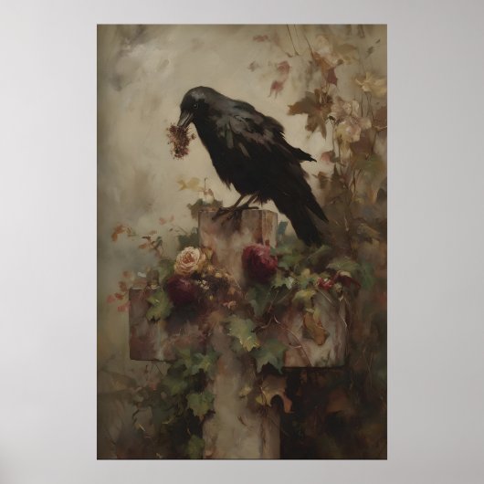 Nestkeeper of the Ivy Cross Gothic Raven Art Print ポスター (正面)