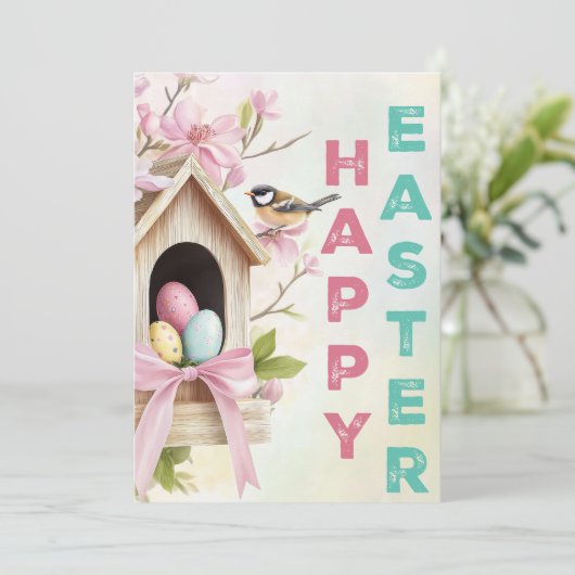 Nestled Blessings – Easter Birdhouse Charm カード (スタンド正面)