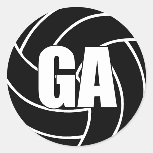 Netballゴールアタック、GA、Netballチームステッカー ラウンドシール (正面)