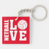 Netballプレーヤー,赤, NETBALL LOVE キーホルダー (裏面)