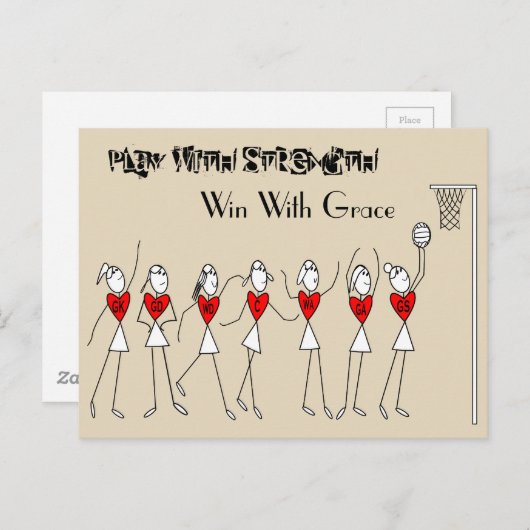 Netballポジションはフィギュアと引用文 ポストカード (正面/裏面)