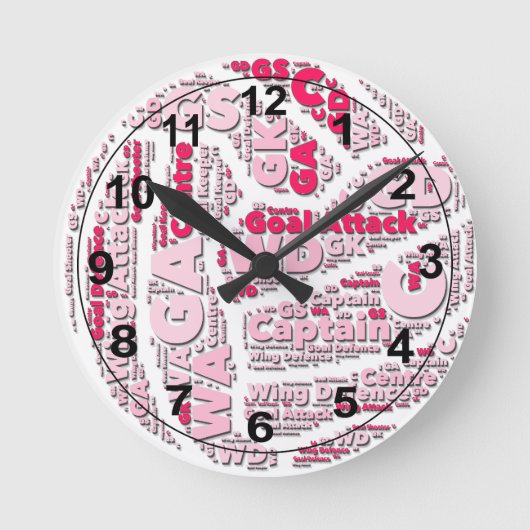 Netballポジションボールデザイン ラウンド壁時計 (正面)