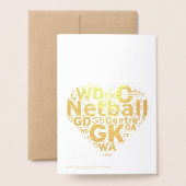 Netball Player Coach Thank You金ゴールド 箔カード (裏面封筒付き)