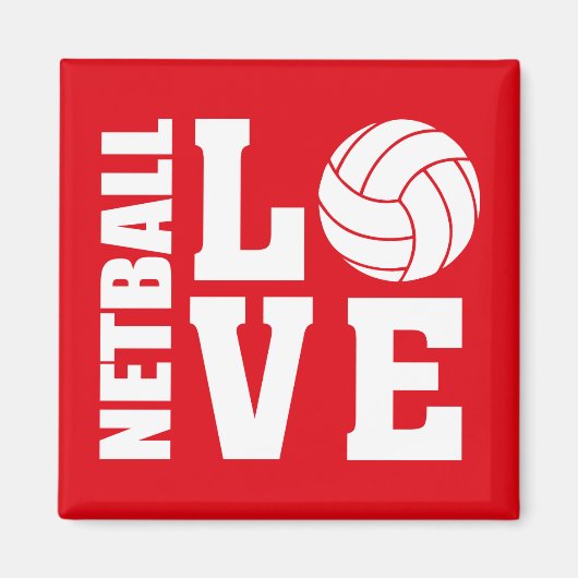 Netball Players、Red Netball Love マグネット (正面)