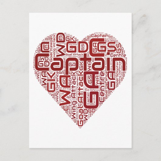Netball Positionsハートデザイン ポストカード (正面)