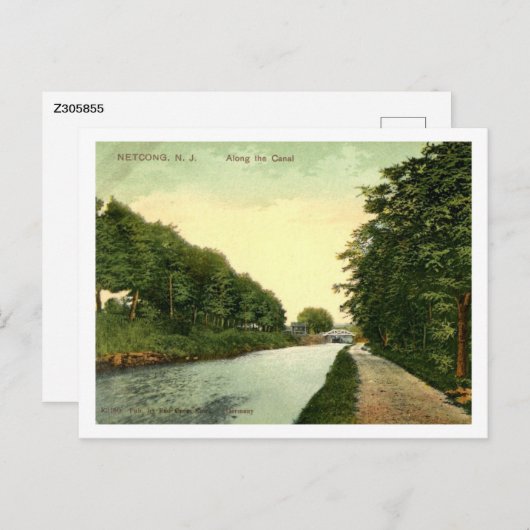 Netcong NJ、モリス運河に沿って、ヴィンテージスタイル ポストカード (正面/裏面)