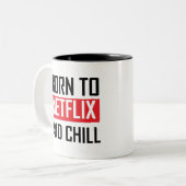 netflix生まれとchill引用文 ツートーンマグカップ (正面左)