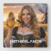 NETHERLANDS - DUTCH スクエア壁時計 (正面)