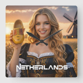 NETHERLANDS - DUTCH スクエア壁時計