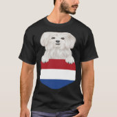 Netherlands Flag Maltese Dog In Pocket Tシャツ (正面)