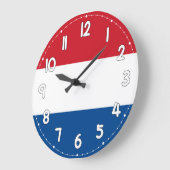 Netherlands Flag Wall Clock – Dutch Patriotic Home ラージ壁時計 (傾斜)