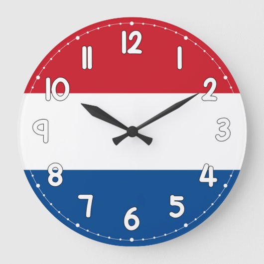 Netherlands Flag Wall Clock – Dutch Patriotic Home ラージ壁時計 (正面)