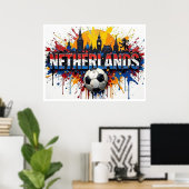 Netherlands Football Citiscape Oil Painting Style  ポスター (ホームオフィス)