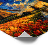Netherlands: Golden Sunset Windmill Art Souvenir ポスター (角)